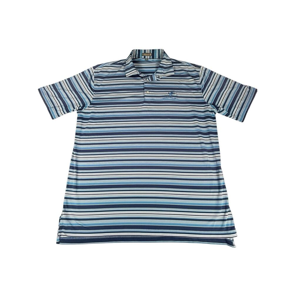 Peter Millar Summer Comfort Polo XL Desert Springs Golf Club Blue Striped Shirt